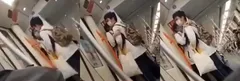 小情侣地铁上大胆整活 又摸又扣 直到地铁提示音响 才有所收敛